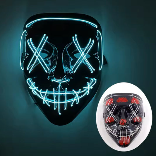 Masque de Purge d'Halloween avec Lumière LED pour Homme et Femme, Accessoire de Cosplay, Effrayant, pour Maison Hantée, Cadeau