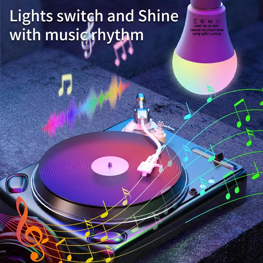 AC85-265V 15W E27 Bluetooth Smart Bulb Tuya Smart Life APP Control RGBCW Colorful Timing Function Dimmable Music Sync Home Decor