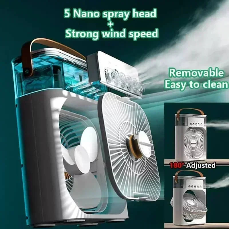 New 3 In 1 Fan AIr Conditioner Household Small Air Cooler LED Night Light Portable Humidifier Air Adjustment Fan Office Home Fan