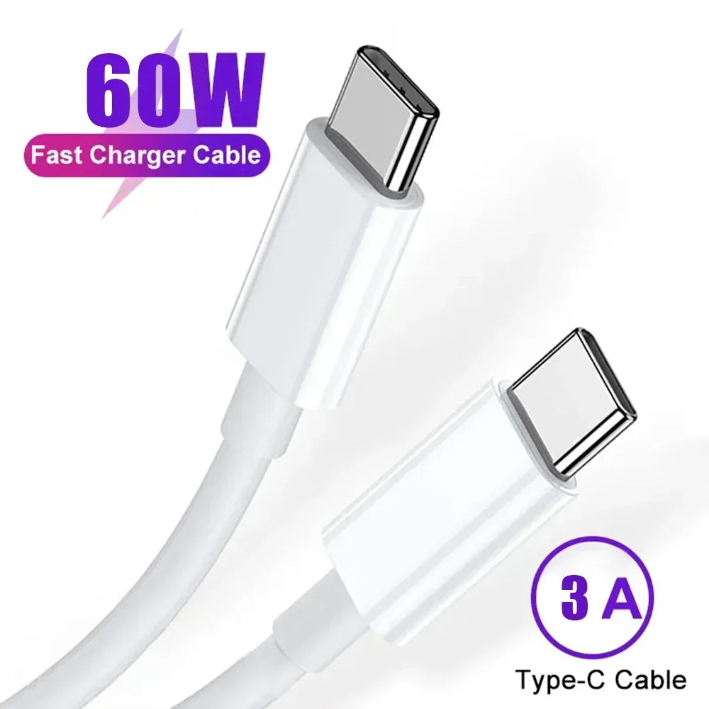 10Pcs 1M 3FT USB C to USB C Fast Charging PD USB Type C Cable 60W For Samsung S20 S22 Note 20 Huawei Xiaomi